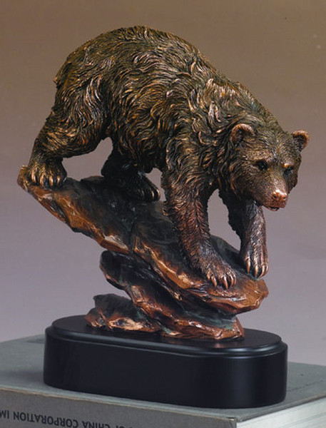 Bear On Rock Statue Sculpture Fine Collectible